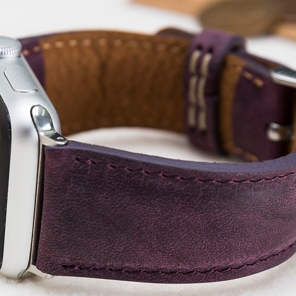 Antic Purple Apple watch strap, Leather Band for Apple Watch 1-9, Ultra, Free Shipping
