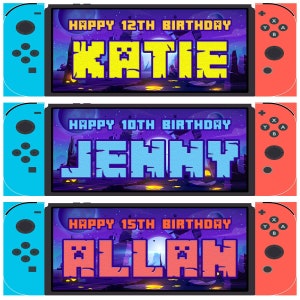 2 Personalized Birthday Banner Video Game Console Children Kids Party poster birthday decoration gifts celebration