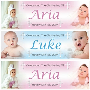 2 birthday banner personalized Baptism Naming Day baby Photo  nursery kid party poster decoration-any name,age,occasion christening banner