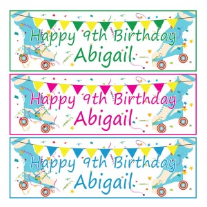 2 personalised birthday banner flower leaves adults kid party decoration poster 