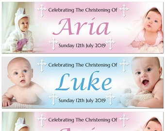 2 birthday banner personalized Baptism Naming Day baby Photo  nursery kid party poster decoration-any name,age,occasion christening banner