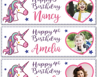2 Personalised Birthday Banner Photo Unicorn Children Girls Adult Party Poster