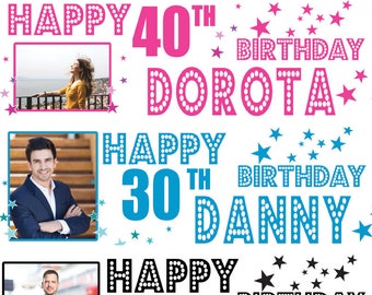Personalised Dollar Money style photo party banner.Banners Any name,age occasion