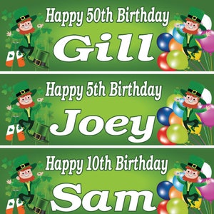 2 x birthday banner personalized 30th 40th 50th Adults Green Irish party decoration poster-any name,age any occasion st patrick's day banner