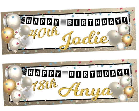 Personalised Birthday Banner With Balloons – Custom Party Decoration For Kids Or Adults 1 thumbnail image