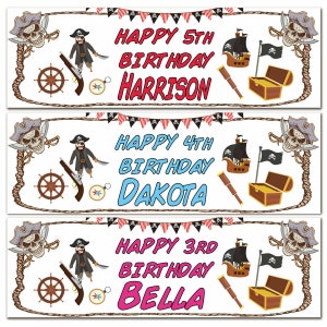 2 banner de cumpleaños personalizado Mapa del tesoro pirata para niños cartel de fiesta para niños