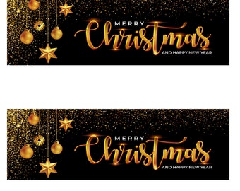 2 Joyeux Noël et Bonne Année Bannière Gold Party Celebration Poster
