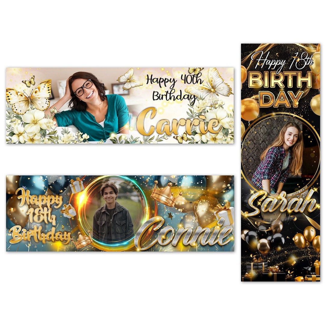 Individuelles Geburtstagsbanner Personalisierbar – Mit Foto, Name & Alter – Für Drinnen & Draußen
