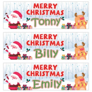 2 personalisiertes Personalisiertes Geburtstagsbanner Frohe Weihnachten Weihnachtsmann Schnee Hirsch Weihnachten Kinder Kinder Kinder Party Dekoration