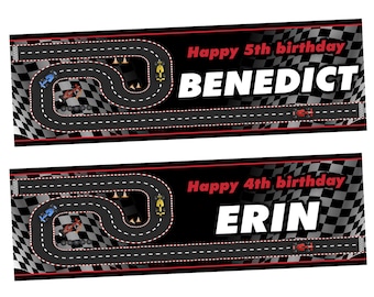 2 personalisiertes Geburtstagsbanner F1 Auto Racing Kinder Kinder Junge Party Dekoration Poster