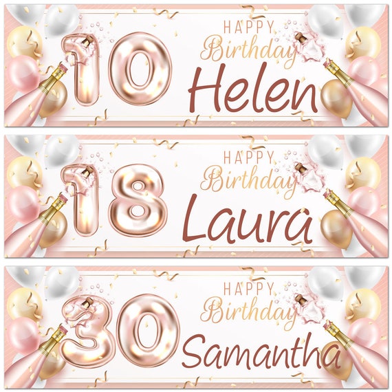 2 Striscioni Di Compleanno Personalizzati In Oro Rosa Celebrazione