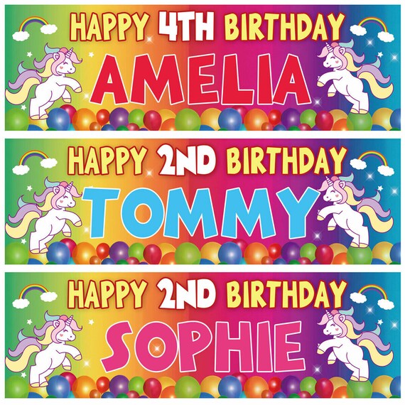 Personalised Unicorn Birthday Banner – Pink, Rose Gold & Paper – For Adult Or Children's Party – Made In UK