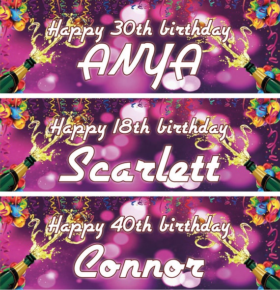 2x Personalised Birthday Banners Photo Children Baby Adult Party Poster banner