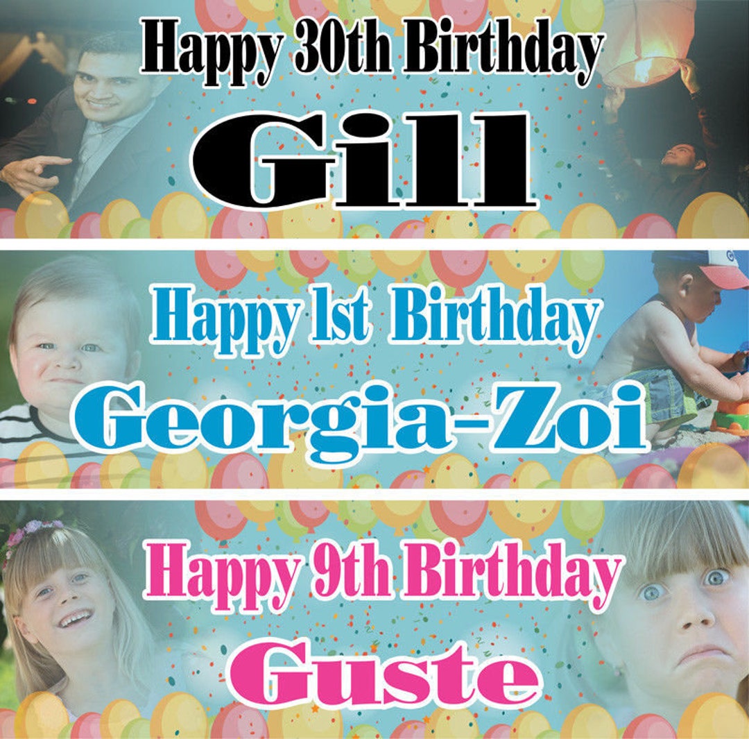 2 Personalisierte Geburtstagsbanner – Ca. 60x180 Cm, Papier-Dekoration