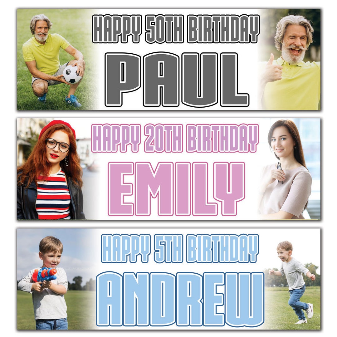 Personalised Birthday Banner Photos Celebration Party Wedding