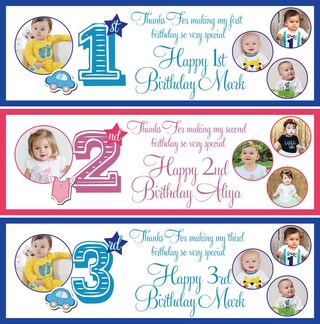2 Striscioni Personalizzati Per Battesimo O 1° Compleanno | Poster Decorativi Su Carta 30x90cm O 60x180cm