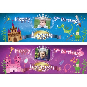 2 X Banner Personalizado De Cumpleaños Princesa Niñas Niños Niños Fiesta Decoración