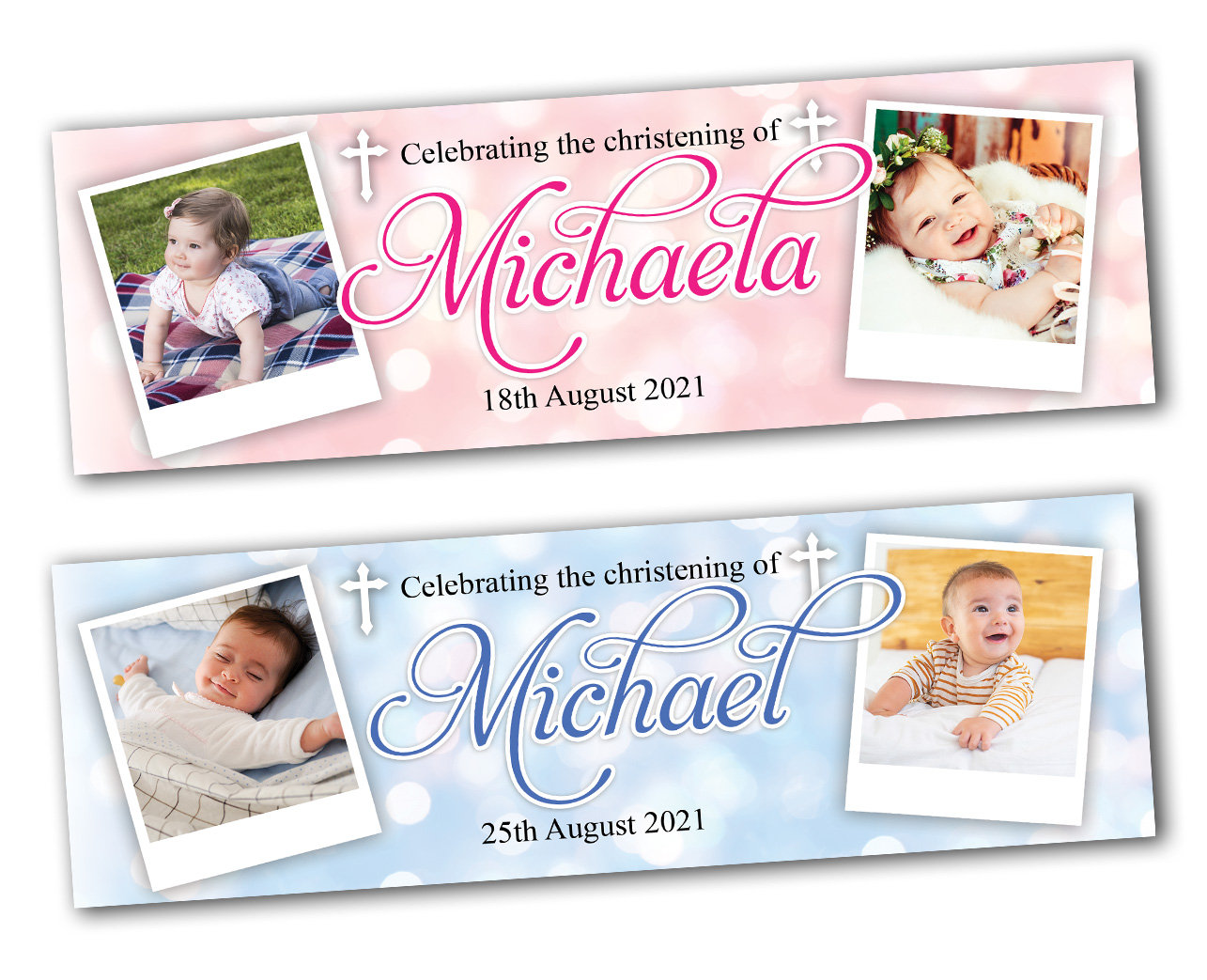 2 personalised christening banner baptism naming day photo etsy
