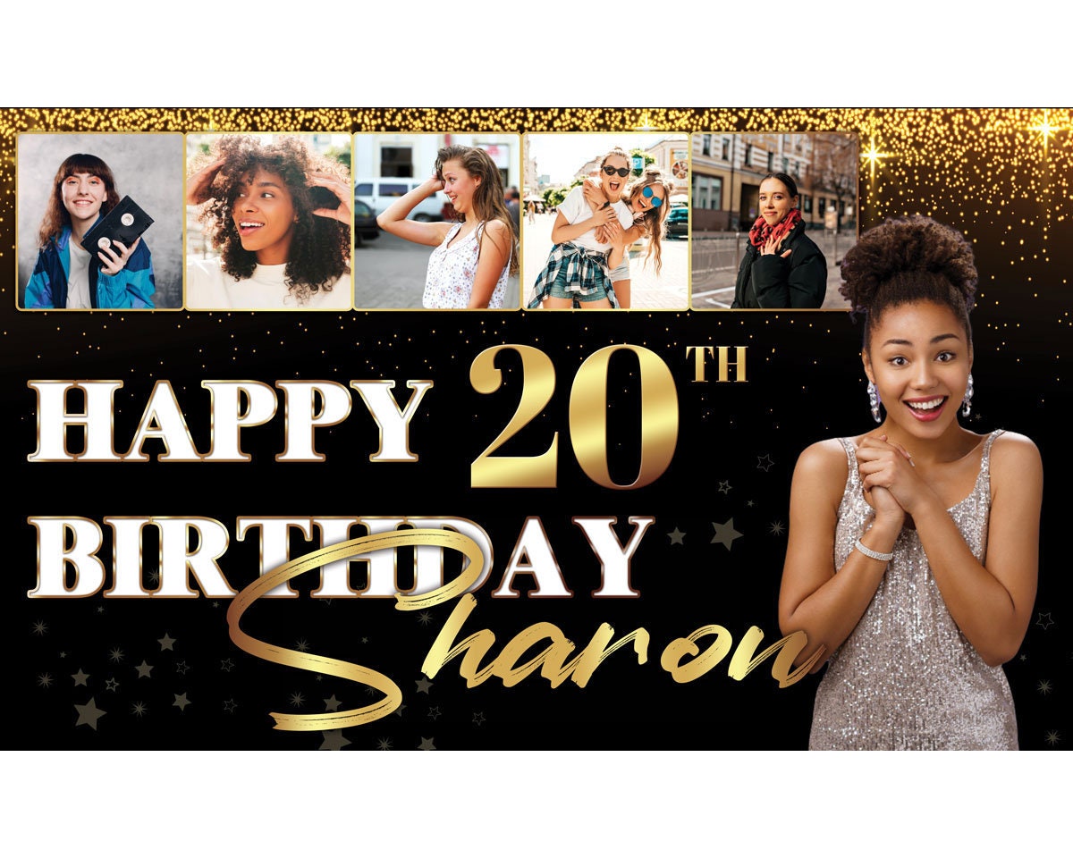 Banner Personalizzato Per Compleanno Con Foto, Nome Ed Età – In Plastica Resistente Per Interni/esterni, Varie Occasioni (blu/rosa/oro)