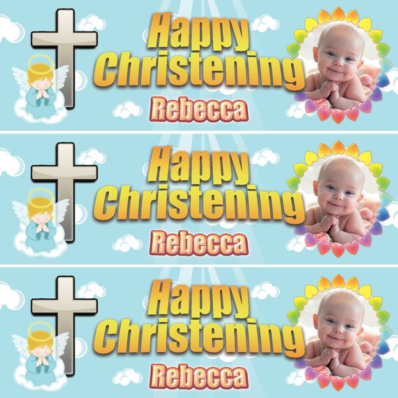 2 Personalised Birthday Banner Photo Children kids Baby Party poster decoration