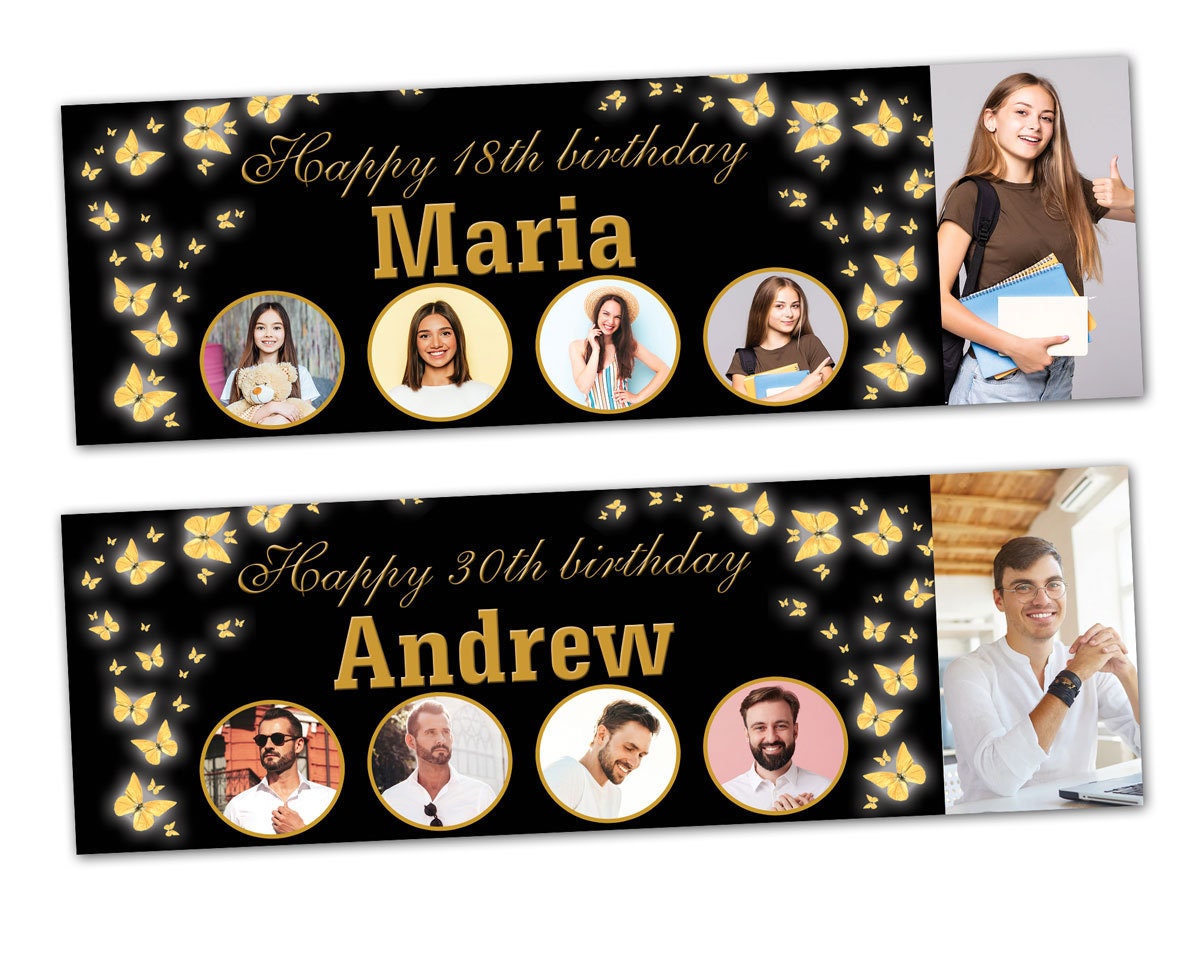 Striscioni Personalizzati Per Compleanno – 2 Pezzi Per Interni – 1° 18° 40° 50° 60° 70° 80° Anni - 2