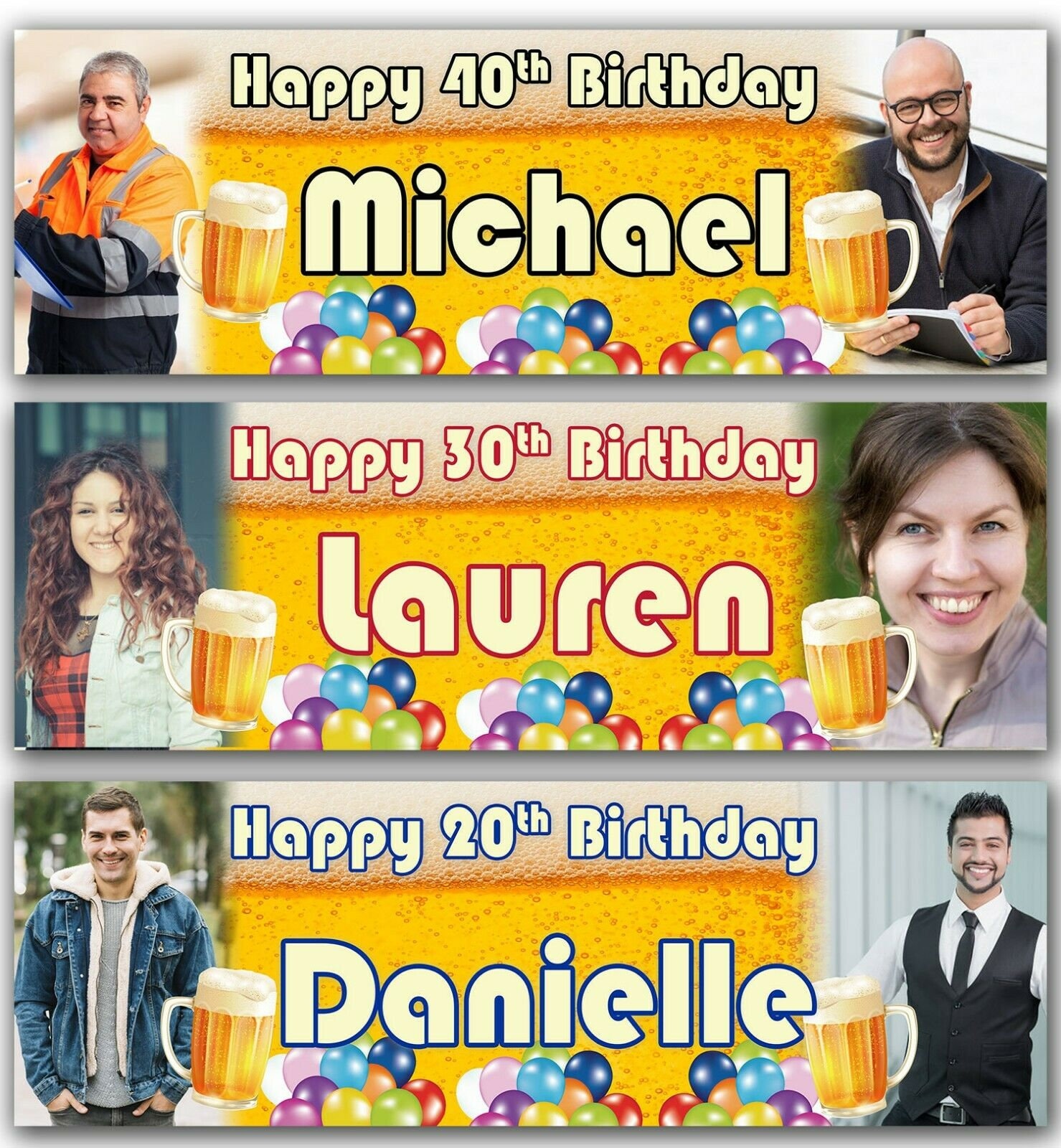 Banner di compleanno personalizzato foto oro rosa adulti bambini decorazione festa festa poster 18th 20th 30th 40th 50th 60th 60th