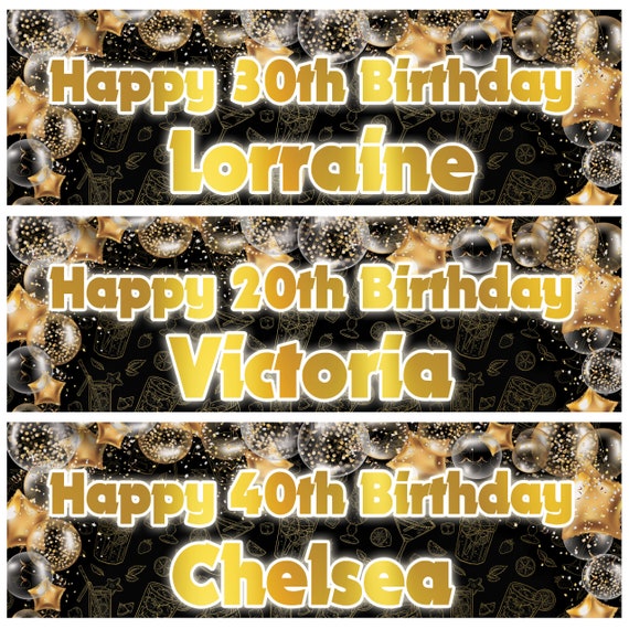 Large Personalised Birthday Poster Banner Photo Rose Gold 40th 50th 60th 70th 80