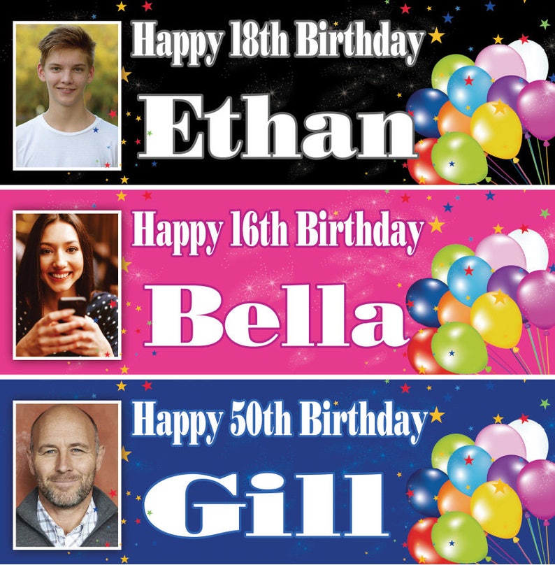 2ftx6ft Personalised Birthday Banner Photo Children kids Baby Party Decoration