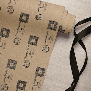 Personalised brown kraft paper roll void filling parcel wrapping branded package craft art your logo qr code promotion advertising 70cm wide