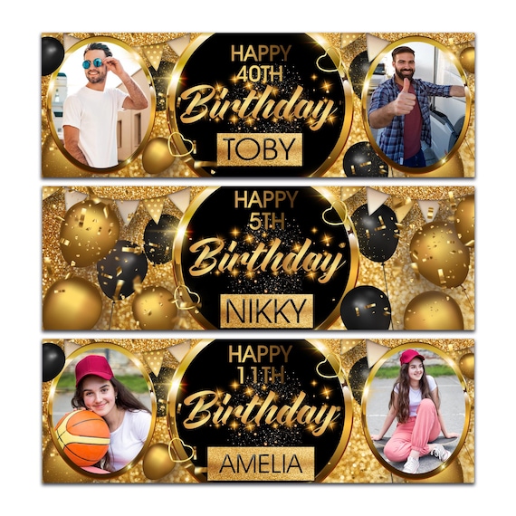 Banner Di Compleanno Personalizzato Con Foto, Nome Ed Età - 150x90 Cm In Carta O Plastica Resistente Per Feste Indimenticabili