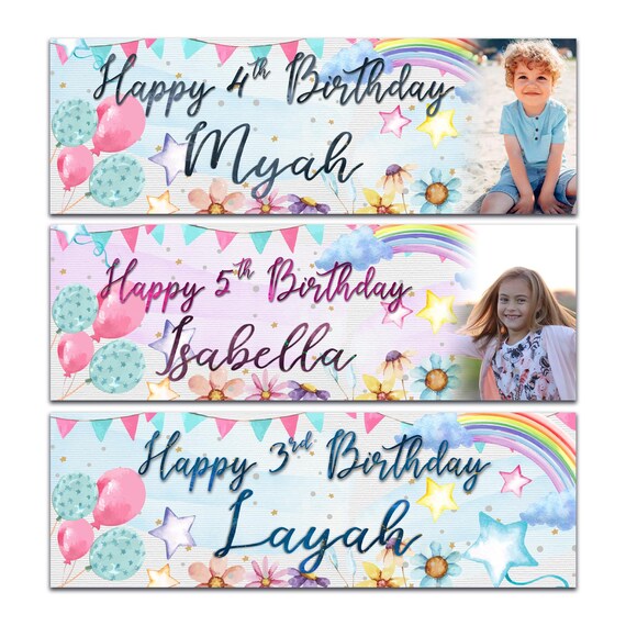 Personalisierbares Geburtstagsbanner Mit Fotos – Für Drinnen & Draußen, Bis 60x180 Cm!