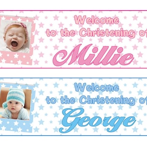 2 Personalised Birthday, Christening, Baptism, Naming Day, Baby Shower Banner