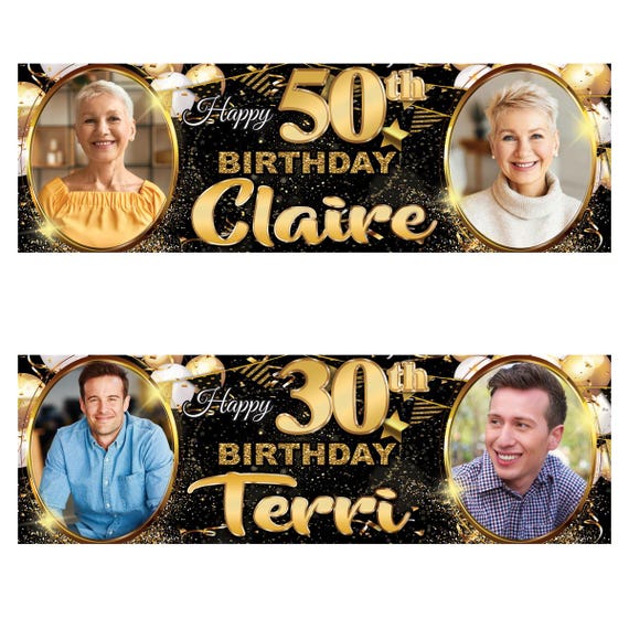 Personalisierbares Geburtstagsbanner Mit Fotos – Für Drinnen & Draußen, Bis 60x180 Cm!