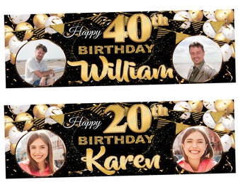 Personalised Birthday Banner – Red Hearts, Paper Decoration For Adults & Kids