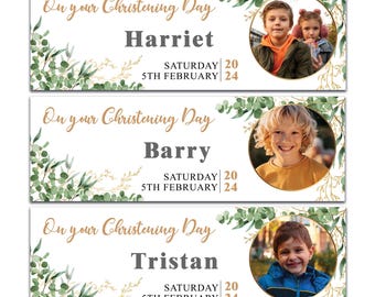 2 Personalised Christening Banner Baptism Naming Day Photo Baby Party Decoration baby shower 1st birthday baby party First Communion