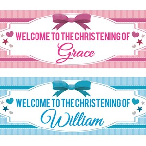 2 Personalised Birthday, Christening, Baptism, Naming Day, Baby Shower Banner