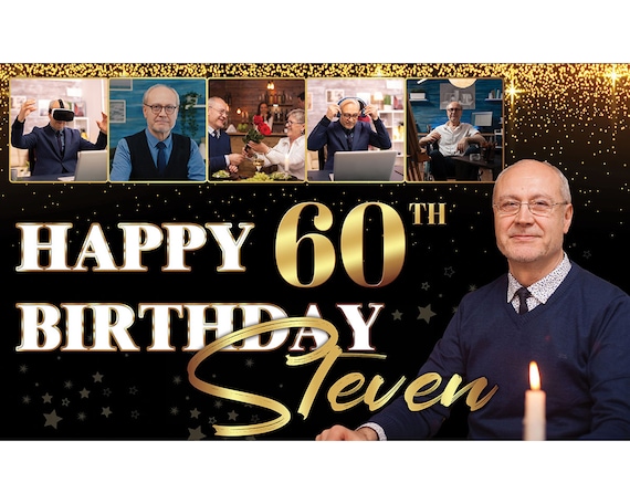 Banner Personalizzato Per Compleanno Con Foto, Nome Ed Età – In Plastica Resistente Per Interni/esterni, Varie Occasioni (blu/rosa/oro)