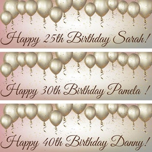 2 personalised birthday Balloon  gold wedding engagement banner party decoration poster