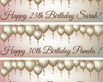2 personalised birthday Balloon  gold wedding engagement banner party decoration poster
