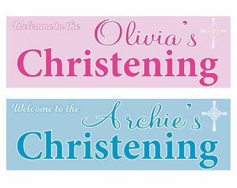 2 Personalised Birthday, Christening, Baptism, Naming Day, Baby Shower Banner