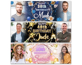 Personalised Birthday Banner Photo Children Baby Adults kids Party -1st 2nd 18th 21st 30th 40th 50th 60th decorations
