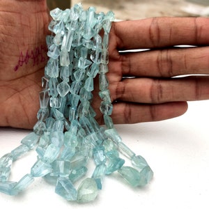 1 Strands 100% Natural Aquamarine faceted tumble Beads, blue aquamarine Faceted Nuggets Beads, AAA Quality,blue Aquamarine necklace beads
