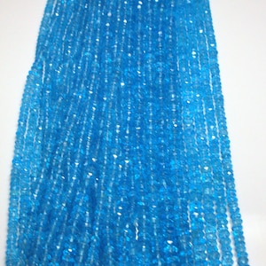 AAA+swiss Blue Topaz Faceted Beads 3,4,5MM swiss Blue Topaz Rondelle beads 13"inch Strand loose gemstone Topaz beads, mystic coated topaz