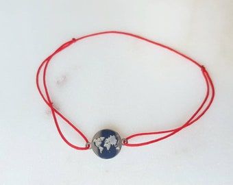 925 sterling silver world map bracelet