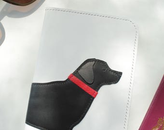Leather Dog Passport Cover, Appliqué Black Labrador Passport Holder, Travel Document Organiser, Customisable Design, Vacation Gift, Lab, Dog