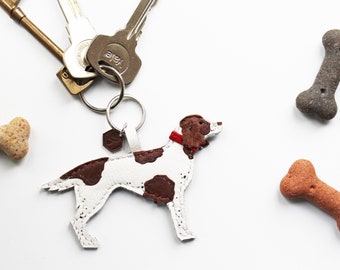 Springer Spaniel Keyring, Springer Spaniel, Leather Keychain, Spaniel Christmas gift, English Springer Spaniel, Sproker Spaniel, Custom