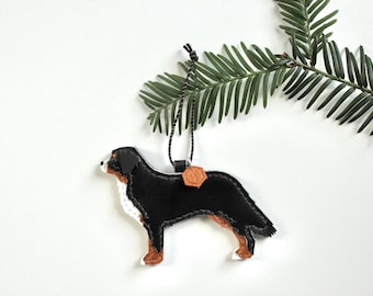 Custom Leather Bernese Mountain Dog Christmas Bauble: Bouvier Bernois, Berner Sennenhund, Pet Memorial Gift, Xmas Tree Decoration