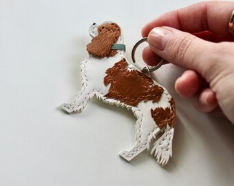 Cavalier King Charles Spaniel Keyring, Personalised Dog Bag Charm, Custom Pet Keychain, Bespoke Leather Spaniel, CKCS gift, Dogs, Memorial