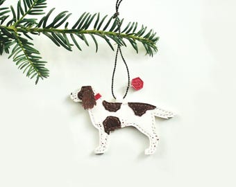 Custom Leather Springer Spaniel Christmas Ornament: Personalized Pet Bauble