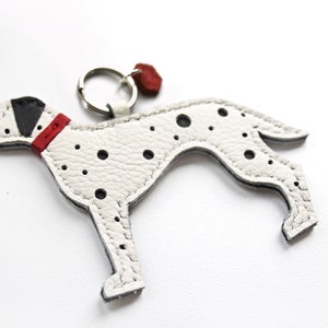 Customisable Dalmatian Keyring, Dalmatian Gift, Dalmation Gifts, Handmade Leather keychain, Spotty Dog, Dog mom, Dalmatian, bag charm Red